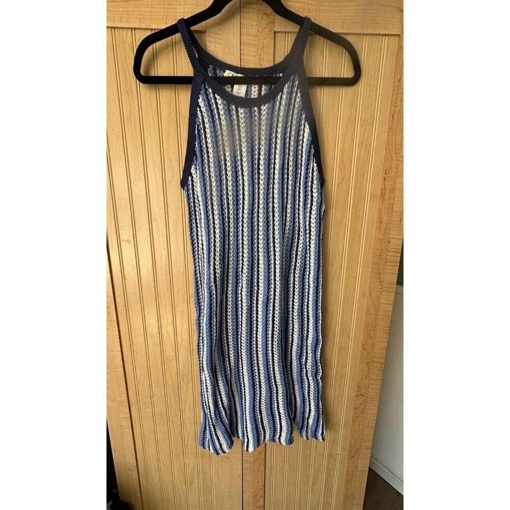 C&C California Summer / Swim Cover Up Knit Dress Size Small Blue White NWT - Picture 2 of 5